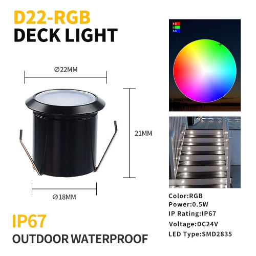D22RGB Outdoor 0.5W RGB Waterproof LED Deck Light,RGB Deck Light